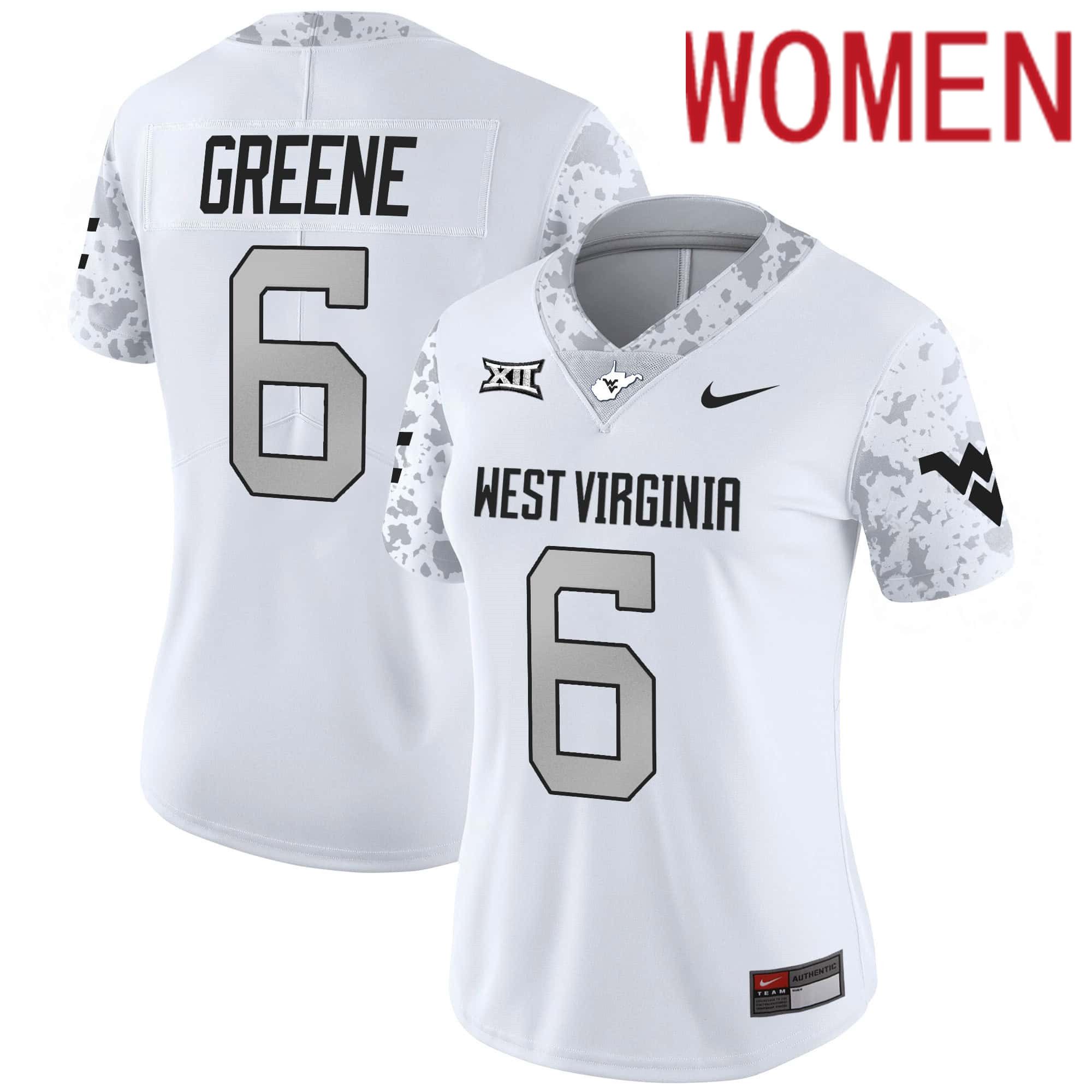 Women West Virginia Mountaineers #6 Greene White 2024 Nike Vapor Limited NCAA Jersey->women nfl jersey->Women Jersey